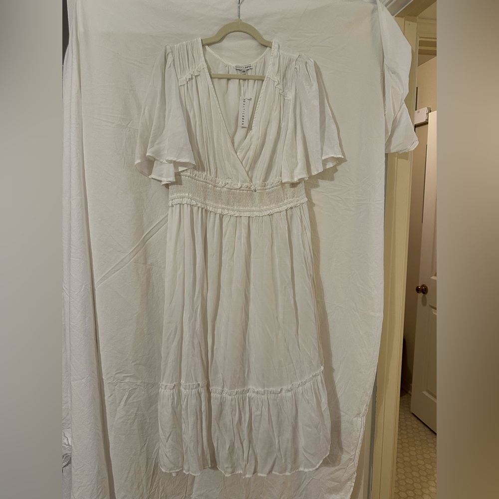 Baltic Born Ivory Flutter Sleeve Maxi Dress
